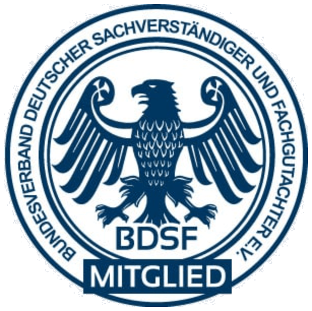 BDSF-Mitgliedssiegel des Bundesverbands Deutscher Sachverständiger und Fachgutachter e.V.